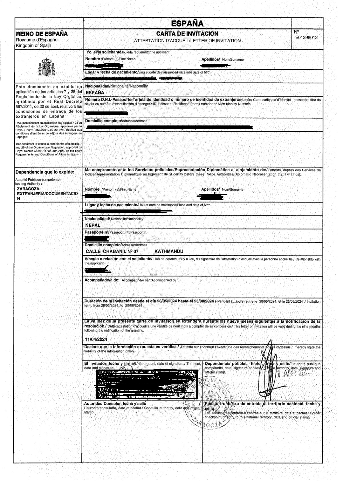 Spain Tourist Visa In Nepal